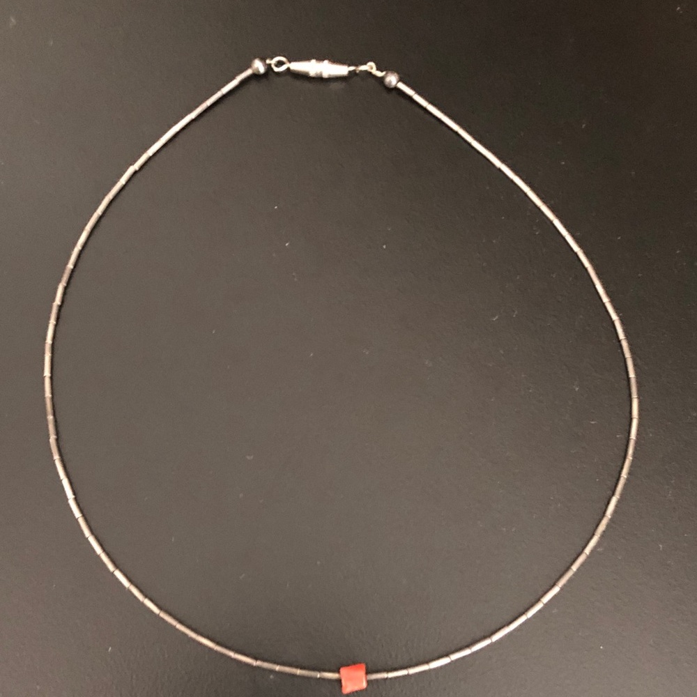 Vintage Liquid Silver And Coral Necklace